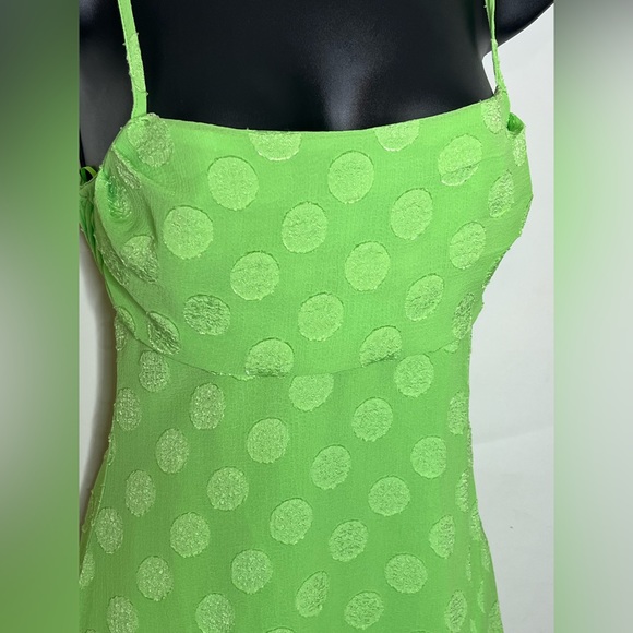 Urban Outfitters Lime Green Circle Spaghetti Strap Mini dress Sz Small - Picture 3 of 10